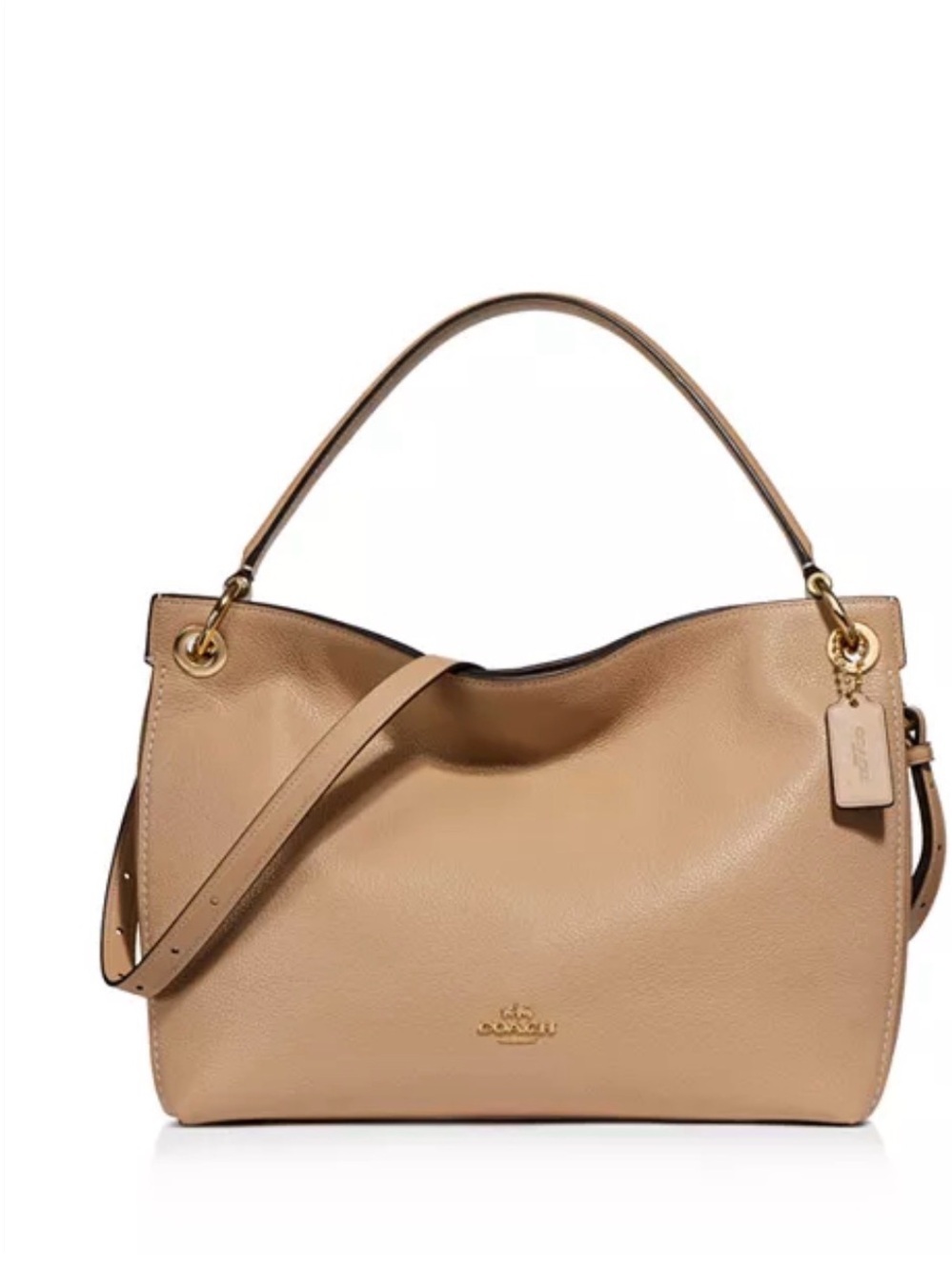 Coach Pebbled Leather Shoulder Bag in Beige